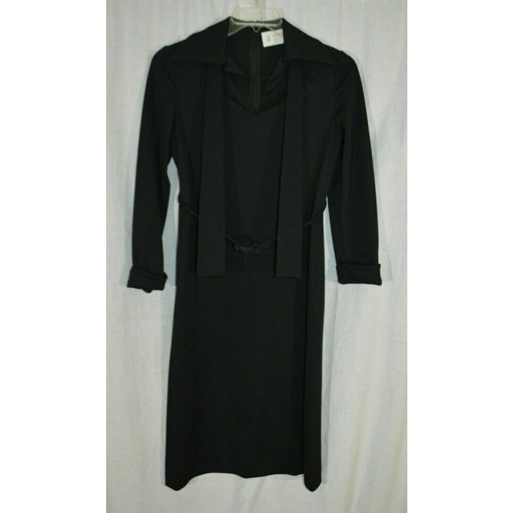 Kimberly 1960s Black 100% Polyester Belted Shift D